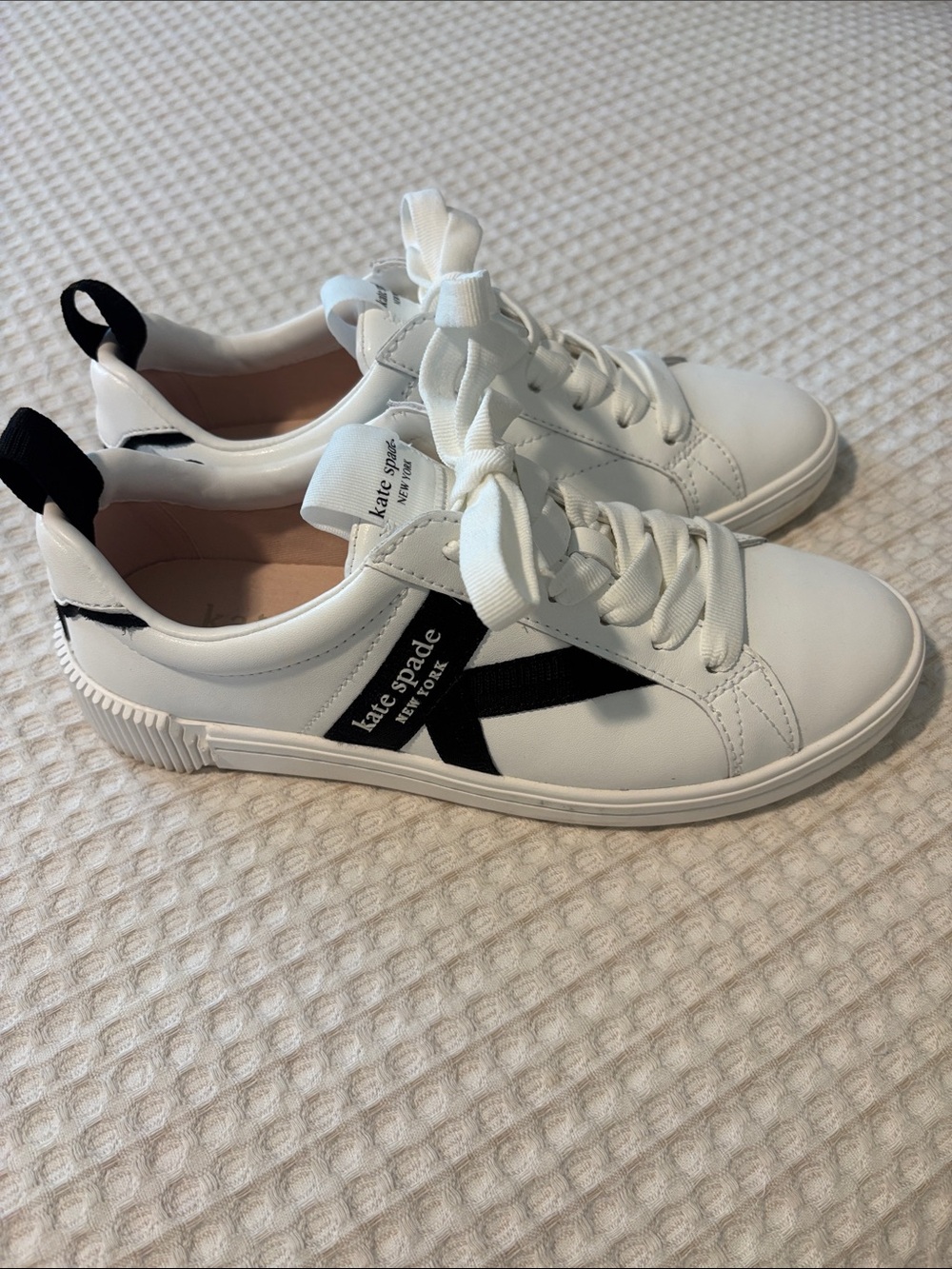 kate spade White and Black Low-Top Sneakers